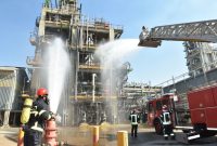 رزمایش پدافند شیمیایی با محوریت مقابله با آتشسوزی در پتروشیمی تبریز برگزار شد