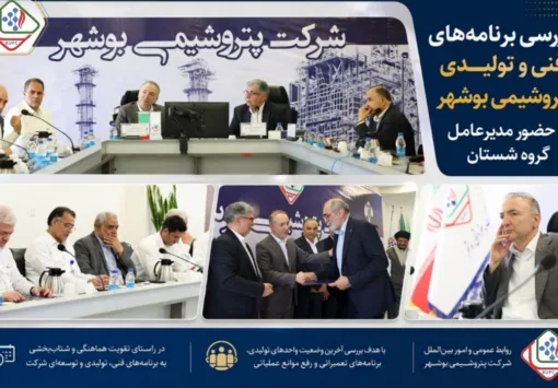 بررسی برنامه‌های فنی و تولیدی پتروشیمی بوشهر با حضور مدیرعامل گروه شستان